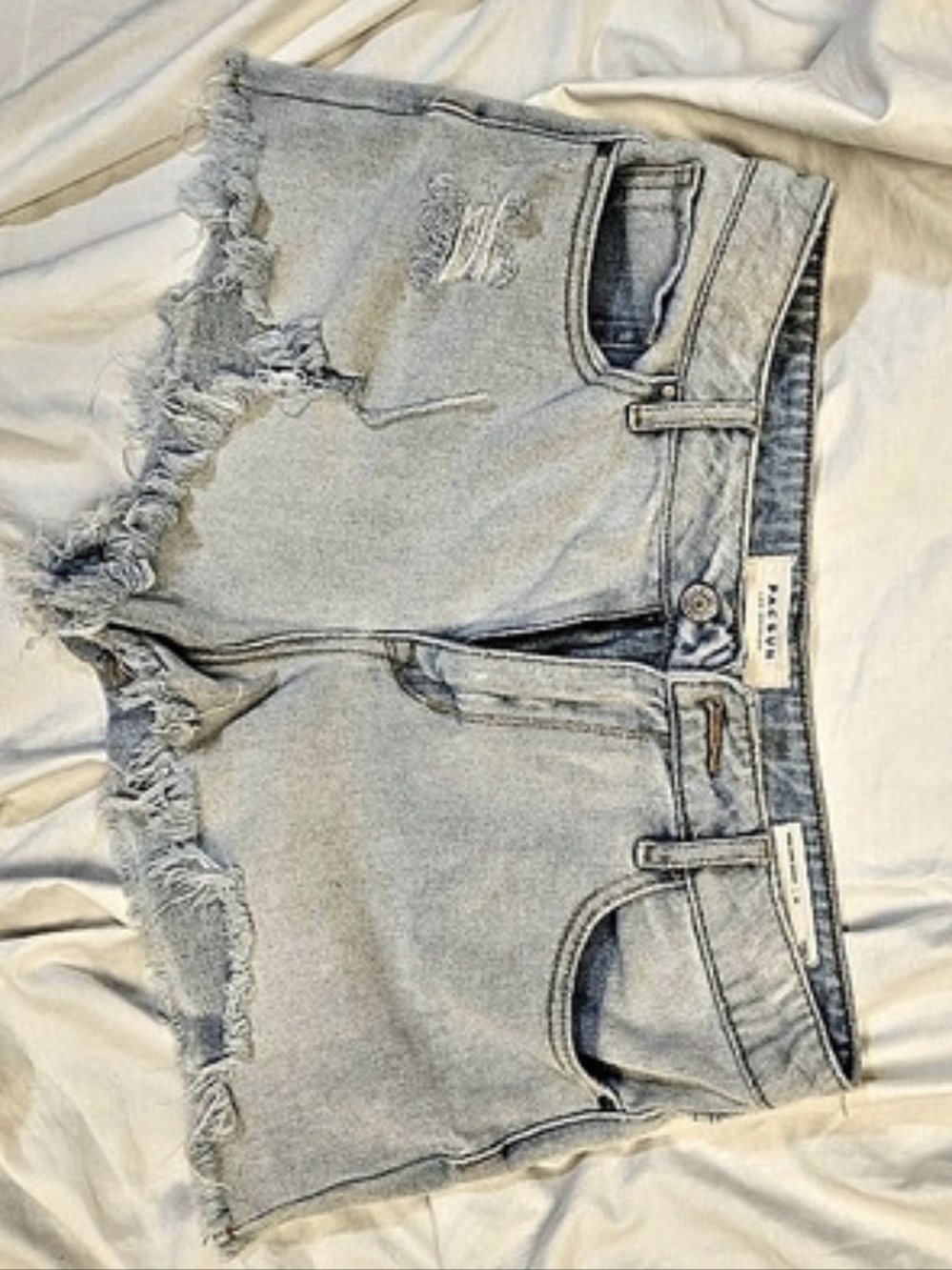 Pacsun High Rise Festival Denim Shorts Women's Distressed Jean Shorts in Blue
